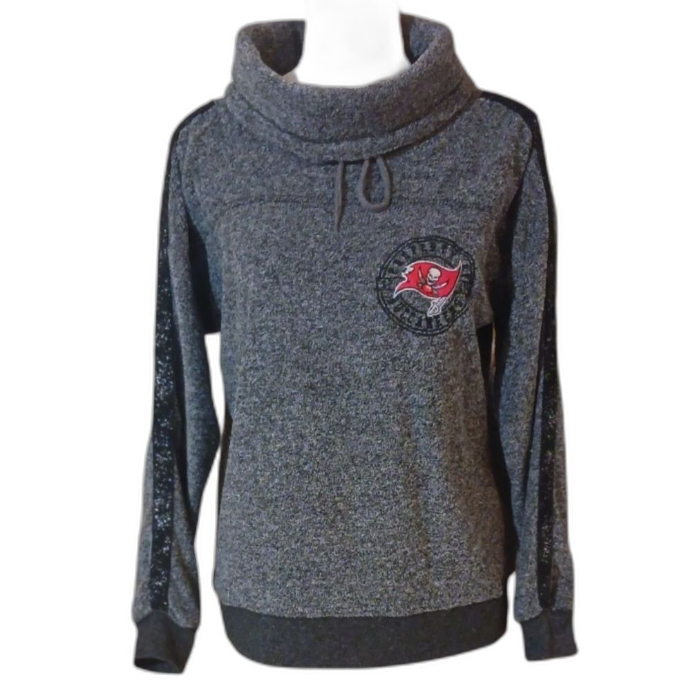 NFL Buccaneers Long Sleeve Gray Cowlneck Sweater & Buccaneers on Back Women's S